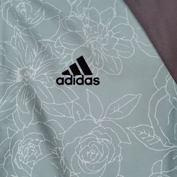 🔹️Adidas Sage Green Embossed Floral Print Track Jacket Small - Picture 6 of 9